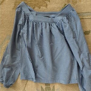 J. Crew Blue and White Striped Blouse